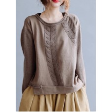 Pullover chocolate crane tops o neck casual sweaters