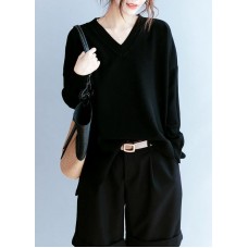 Elegant black clothes For Women v neck side open fall blouse