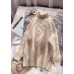 Winter rose knit tops casual high neck thick knit blouse