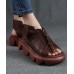 Brown zippered Flat Sandals Platform Walking Sandals