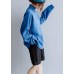 Aesthetic blue knitted pullover high neck plus size clothing fall knit sweat tops