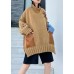 Fashion fall khaki knit tops plus size o neck patchwork sweater tops