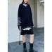 Oversized black Letter knit tops v neck fall fashion sweaters