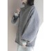 For Work gray knitwear plus size clothing high neck lantern sleeve knitted t shirt