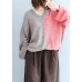 For Spring red knitwear plus size v neck patchwork clothes For Women