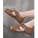 Chocolate Beautiful Hollow Out Flat Feet Shoes Cowhide Leather